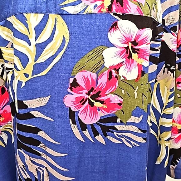 Island Passport Mens Hawaiian Floral Multi Color Button Down Collar Shirt Sz 2XL - Picture 5 of 9